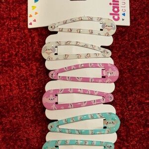 Claire's Animal Print Hair Clip Set - Pink, Blue, White